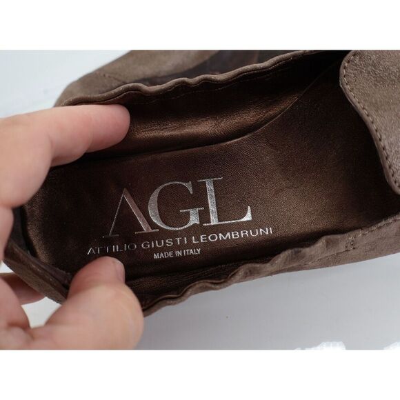 AGL Womens Ballet Flat Women's Size 37 7 Brown Snake Print Leather Slip On Shoes - Picture 11 of 12